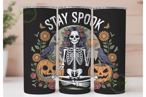 Spooky Skeleton Halloween 20oz Tumbler Sublimation PixelChick 