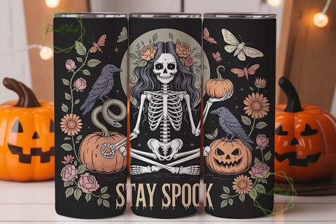 Spooky Skeleton Halloween 20oz Tumbler Sublimation PixelChick 