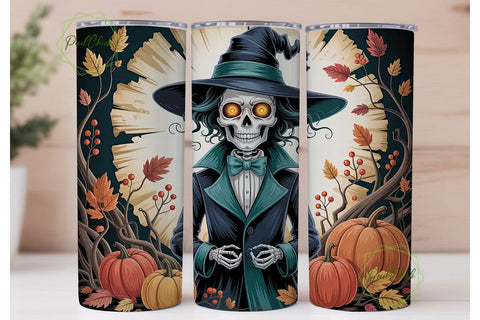Spooky Skeleton Halloween 20oz Tumbler Sublimation PixelChick 