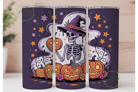 Spooky Skeleton Halloween 20oz Tumbler Sublimation PixelChick 