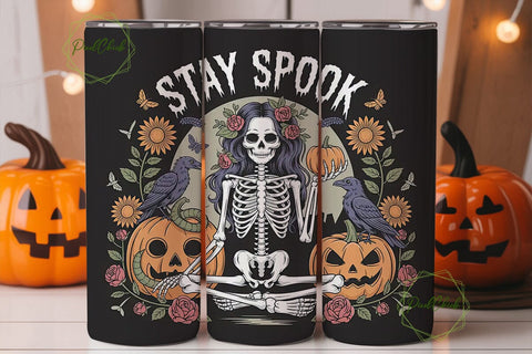 Spooky Skeleton Halloween 20oz Tumbler Sublimation PixelChick 