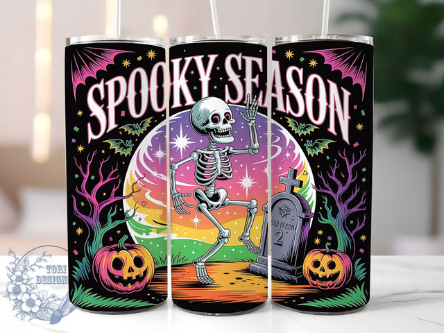 Spooky Skeleton Halloween Tumbler, Halloween Skeleton Wrap, 20oz Sublimation, Spooky Season Cup, Skeleton Mug Design, Halloween Drinkware, Autumn Skeleton Tumbler Sublimation ToriDesigns 