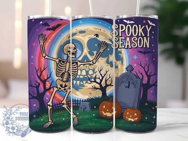 Spooky Skeleton Halloween Tumbler, Halloween Skeleton Wrap, 20oz Sublimation, Spooky Season Cup, Skeleton Mug Design, Halloween Drinkware, Autumn Skeleton Tumbler Sublimation ToriDesigns 