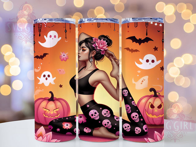 Spooky Skeleton Halloween Yoga Tumbler, Spooky Fitness Cup, Yoga Skeleton Wrap, 20Oz Sublimation Tumbler, Funny Halloween Yoga Design, Mindful Spooky Gift, Gothic Wellness Cup Sublimation SvggirlplusArt 
