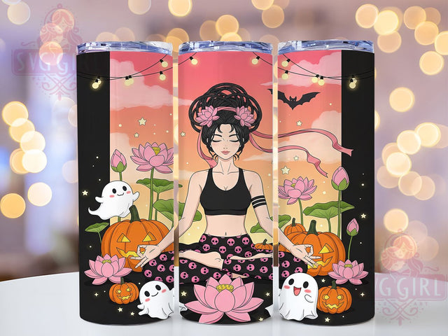 Spooky Skeleton Halloween Yoga Tumbler, Spooky Fitness Cup, Yoga Skeleton Wrap, 20Oz Sublimation Tumbler, Funny Halloween Yoga Design, Mindful Spooky Gift, Gothic Wellness Cup Sublimation SvggirlplusArt 