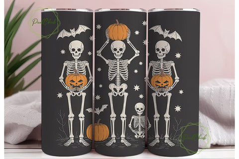 Spooky Skeleton Pumpkin 20oz Tumbler Sublimation PixelChick 