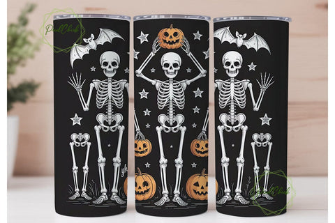 Spooky Skeleton Pumpkin 20oz Tumbler Sublimation PixelChick 