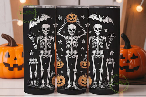 Spooky Skeleton Pumpkin 20oz Tumbler Sublimation PixelChick 