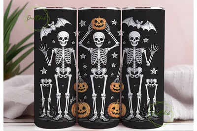 Spooky Skeleton Pumpkin 20oz Tumbler Sublimation PixelChick 