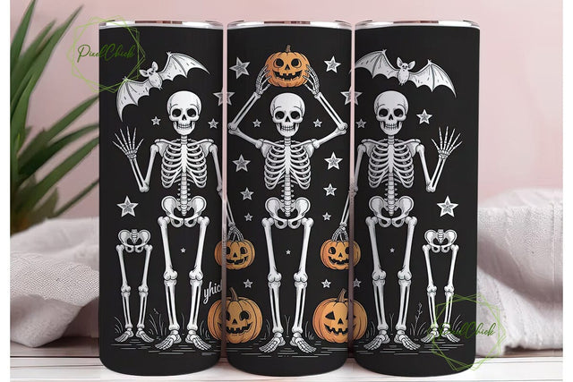Spooky Skeleton Pumpkin 20oz Tumbler Sublimation PixelChick 