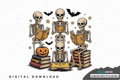 Spooky skeleton readers sublimation png design Sublimation Regulrcrative 