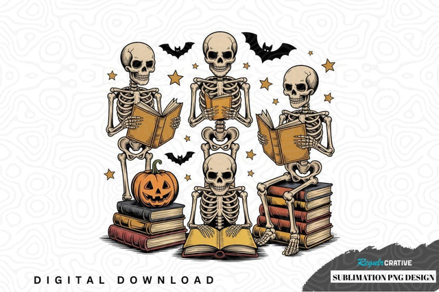 Spooky skeleton readers sublimation png design Sublimation Regulrcrative 
