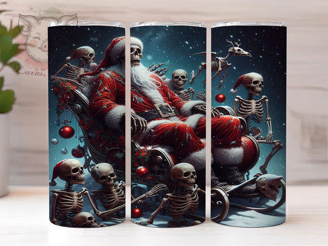 Spooky Skeleton Santa Tumbler, Spooky Christmas Wrap, 20oz Tumbler Sublimation, Gothic Holiday Design, Creepy Santa Skull Tumbler, Dark Christmas Sublimation, Haunted Holiday Wrap Sublimation Lara' s Designs 