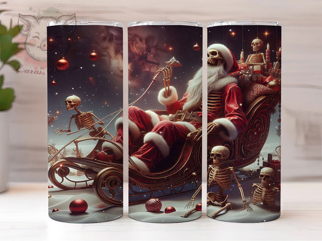 Spooky Skeleton Santa Tumbler, Spooky Christmas Wrap, 20oz Tumbler Sublimation, Gothic Holiday Design, Creepy Santa Skull Tumbler, Dark Christmas Sublimation, Haunted Holiday Wrap Sublimation Lara' s Designs 