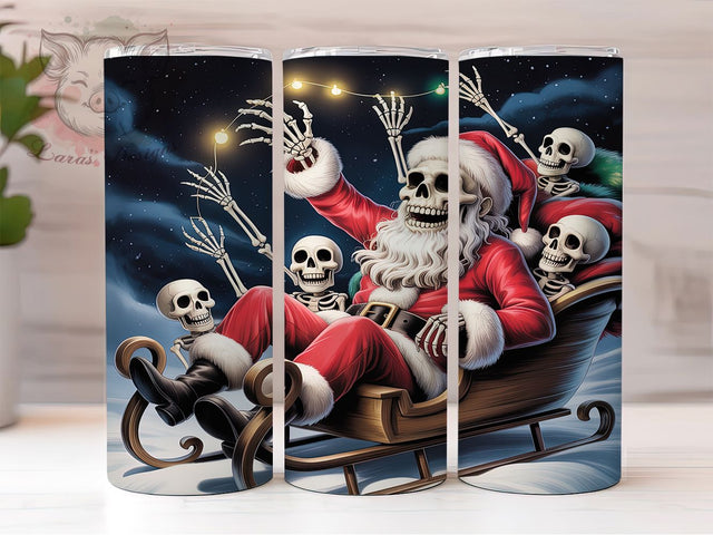 Spooky Skeleton Santa Tumbler, Spooky Christmas Wrap, 20oz Tumbler Sublimation, Gothic Holiday Design, Creepy Santa Skull Tumbler, Dark Christmas Sublimation, Haunted Holiday Wrap Sublimation Lara' s Designs 