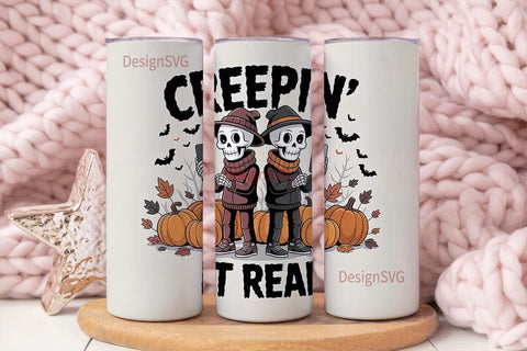 Spooky Skeleton Selfie 20oz Tumbler Wrap Sublimation DesignSVG 