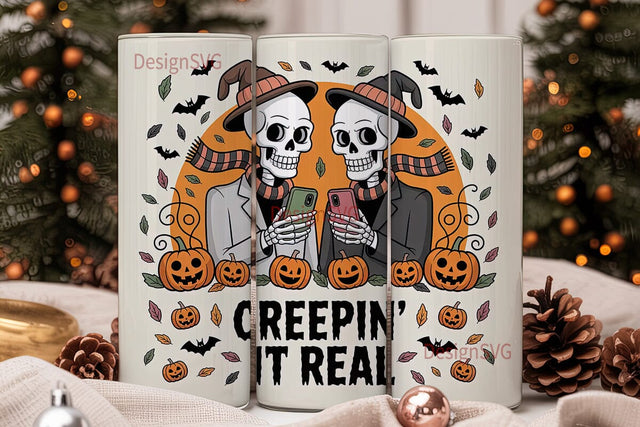 Spooky Skeleton Selfie 20oz Tumbler Wrap Sublimation DesignSVG 