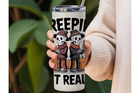 Spooky Skeleton Selfie 20oz Tumbler Wrap Sublimation DesignSVG 