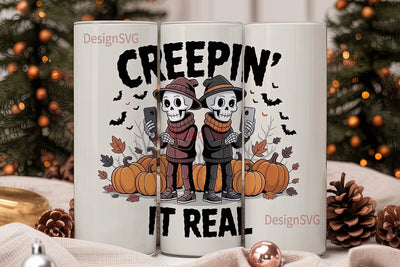 Spooky Skeleton Selfie 20oz Tumbler Wrap Sublimation DesignSVG 