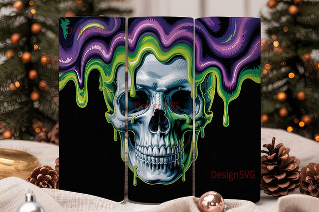Spooky Skull Dripping Slime 20oz Tumbler Sublimation DesignSVG 