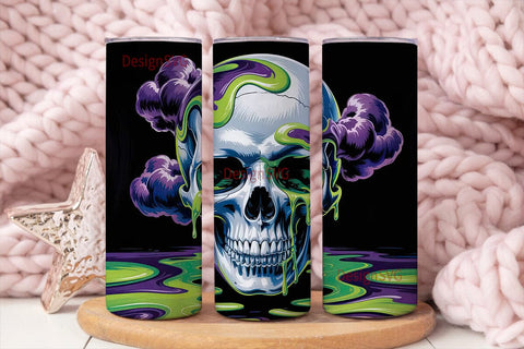 Spooky Skull Dripping Slime 20oz Tumbler Sublimation DesignSVG 