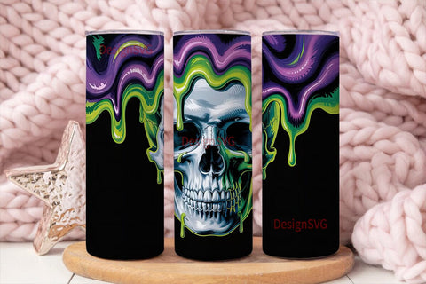 Spooky Skull Dripping Slime 20oz Tumbler Sublimation DesignSVG 