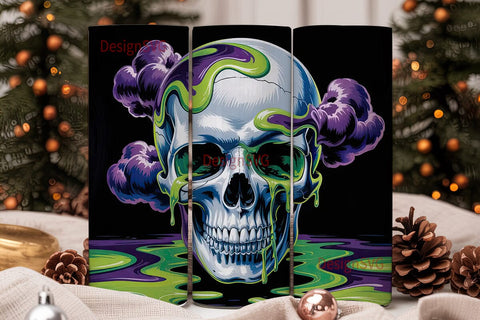 Spooky Skull Dripping Slime 20oz Tumbler Sublimation DesignSVG 