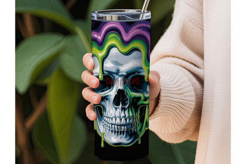 Spooky Skull Dripping Slime 20oz Tumbler Sublimation DesignSVG 
