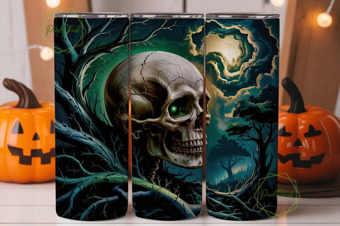 Spooky Skull & Forest 20oz Tumbler Wrap Sublimation PixelChick 