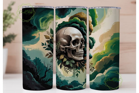 Spooky Skull & Forest 20oz Tumbler Wrap Sublimation PixelChick 