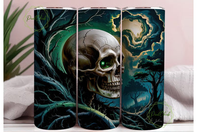 Spooky Skull & Forest 20oz Tumbler Wrap Sublimation PixelChick 