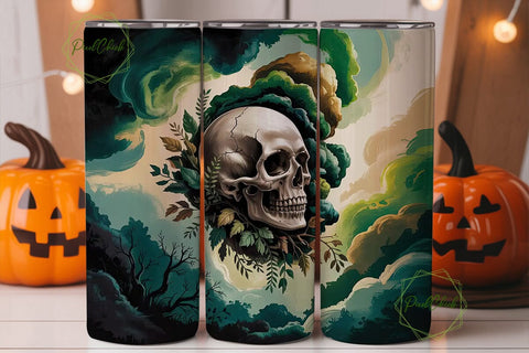 Spooky Skull & Forest 20oz Tumbler Wrap Sublimation PixelChick 