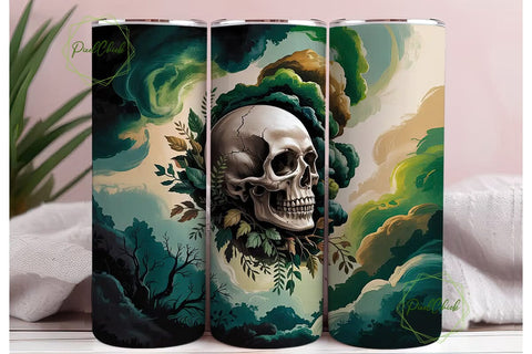 Spooky Skull & Forest 20oz Tumbler Wrap Sublimation PixelChick 