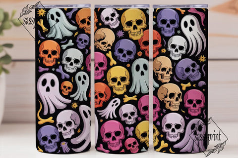 Spooky Skull Fun 20oz Tumbler Wrap Sublimation sassyprint 