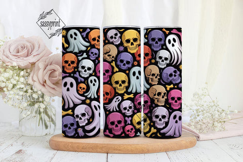 Spooky Skull Fun 20oz Tumbler Wrap Sublimation sassyprint 