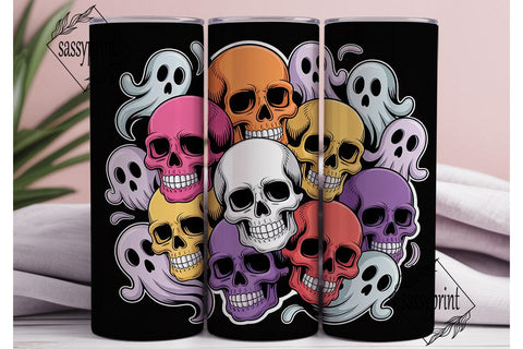 Spooky Skull Fun 20oz Tumbler Wrap Sublimation sassyprint 