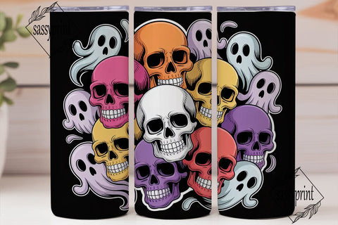 Spooky Skull Fun 20oz Tumbler Wrap Sublimation sassyprint 