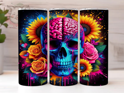 Spooky Skull Halloween 20oz Tumbler Png, Straight & Tapered Tumbler Png, Scary Skulls Tumbler Png, Digital Download PNG Sublimation Lara' s Designs 