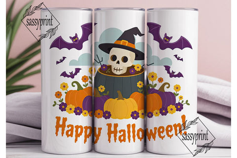 Spooky Skull Halloween 20oz Tumbler Wrap Sublimation sassyprint 