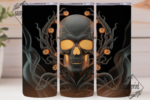 Spooky Skull Halloween 20oz Tumbler Wrap Sublimation sassyprint 