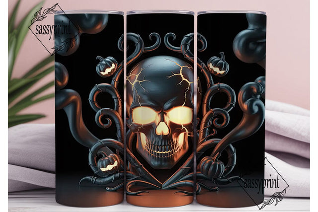 Spooky Skull Halloween 20oz Tumbler Wrap Sublimation sassyprint 