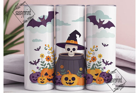 Spooky Skull Halloween 20oz Tumbler Wrap Sublimation sassyprint 