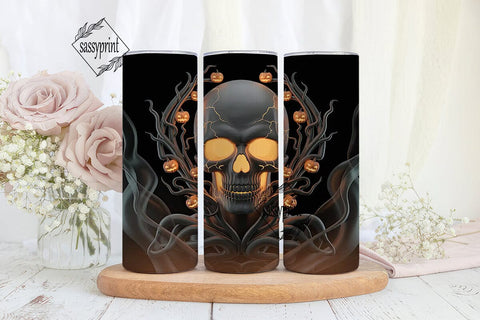 Spooky Skull Halloween 20oz Tumbler Wrap Sublimation sassyprint 