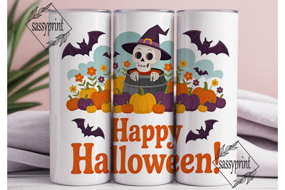 Spooky Skull Halloween 20oz Tumbler Wrap Sublimation sassyprint 