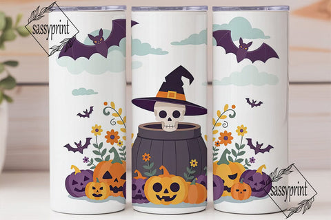 Spooky Skull Halloween 20oz Tumbler Wrap Sublimation sassyprint 