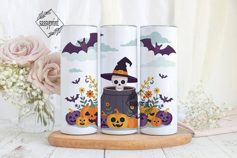 Spooky Skull Halloween 20oz Tumbler Wrap Sublimation sassyprint 