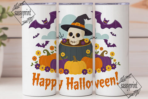 Spooky Skull Halloween 20oz Tumbler Wrap Sublimation sassyprint 