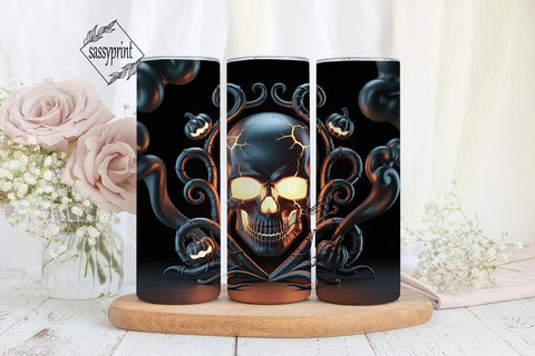 Spooky Skull Halloween 20oz Tumbler Wrap Sublimation sassyprint 
