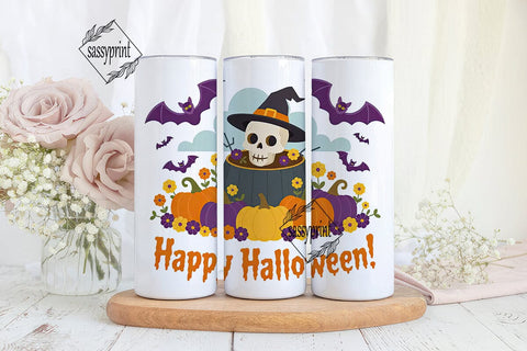 Spooky Skull Halloween 20oz Tumbler Wrap Sublimation sassyprint 