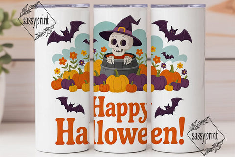 Spooky Skull Halloween 20oz Tumbler Wrap Sublimation sassyprint 